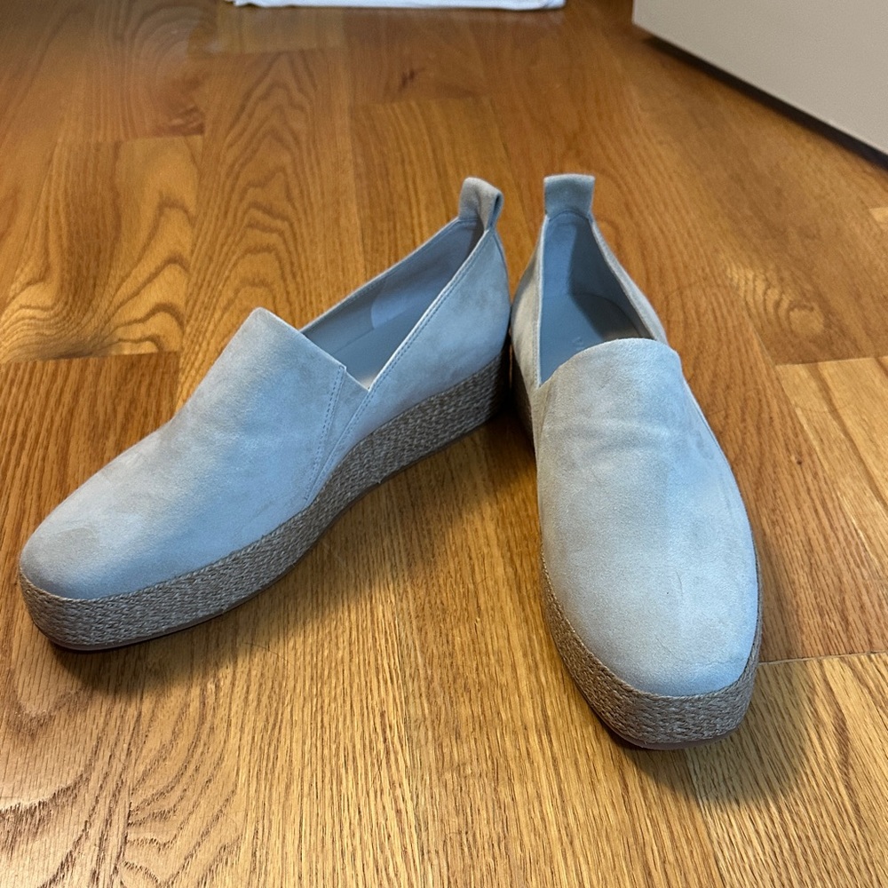 Vince Light Blue Suede Wedge Shoes